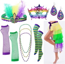 9 Pieces Mardi Gras Costumes for Women Mardi Gras Outfits Carnivals Masquerade C - £35.70 GBP