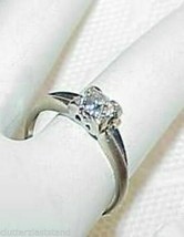 Antique 14K .33ct European Diamond Solitaire Ring White Gold Vintage Size 5.75 - £474.80 GBP