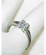 Antique 14K .33ct European Diamond Solitaire Ring White Gold Vintage Siz... - £467.42 GBP