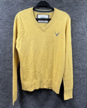 American Eagle Sweater Mens Medium Mustard Yellow Vintage Fit Cotton V-N... - $21.76