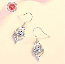 925 Sterling Silver beautiful heart earring with Cubic Zirconia DLES220C - £12.58 GBP