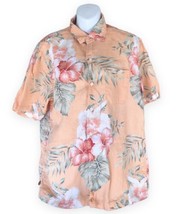 Caribbean Joe-Mens Hawaiian Shirt, M, Peach, Casual Button Down-100% Linen - £10.94 GBP