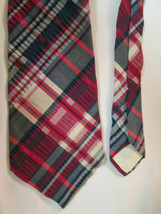 Grenada By Excello Tie Vintage 1970s Wide Mod Red White Blue Plaid Retro - £4.79 GBP