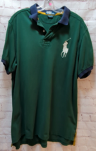 Polo Ralph Lauren vintage green blue white big pony polo shirt men&#39;s XXL - £39.56 GBP