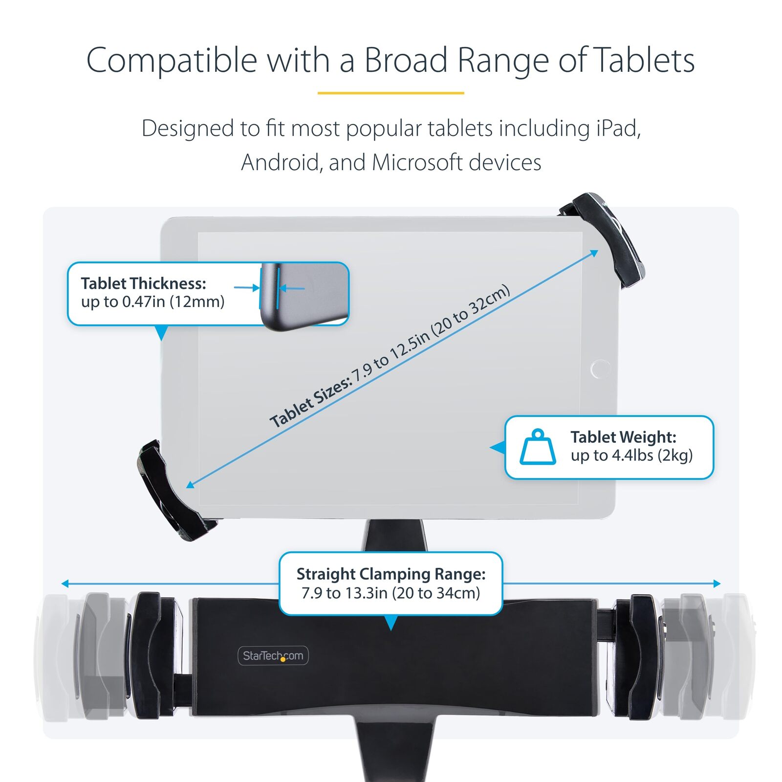 StarTech.com VESA Mount Adapter for Tablets 7.9 to 12.5in - Up to 2kg (4.4lb) -  Item image 7