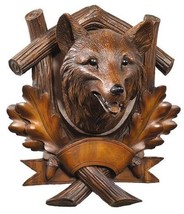 Wall Trophy Fox Head Rustic Leaves Carved Wood Look Resin Hand-Cast OK C... - £327.72 GBP