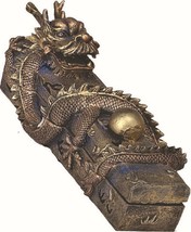 Chinese Dragon Guarding Pearl Box Incense Stick Cone Burner Holder Resin... - $30.69