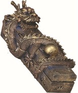 Chinese Dragon Guarding Pearl Box Incense Stick Cone Burner Holder Resin... - $585.39 MXN
