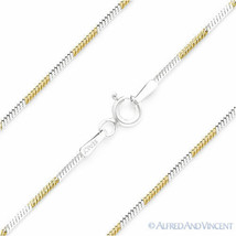 1.1mm Snake Link 925 Sterling Silver 2Tone 14k Yellow Gold-Plated Chain Necklace - £24.63 GBP+