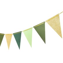 Gold Green Triangle Banner Decoration Greenery Party Supplies Bunting Signs For  - £12.78 GBP