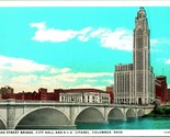 Broad Street Bridge City Hall AIU Citadel Columbus Ohio OH UNP WB Postca... - $2.92