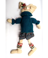 Bunny Rabbit Rag Doll Shelf Sitter Winter Christmas Figure 19&quot; - £11.85 GBP