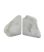 Scratch &amp; Dent Natural White Geode Polished Quartz Crystal Bookends 4-7 ... - £46.69 GBP