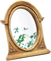 Antique Resin Frame Decorative Wall Mirror With A Gold Oval Shape That Measures - £35.38 GBP