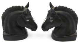 Vintage Abingdon Style Horse Head Bookends 6&quot; Ceramic w/ Felt Bottoms - £15.53 GBP