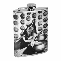 Vintage Witchcraft Witch D10 Flask 8oz Stainless Steel Hip Drinking Whiskey B&amp;W - £11.55 GBP