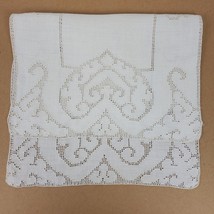 Vintage Embroidery w/ Heart Cutouts Beige Dresser Doily Approx 16x10 Inch (71) - $9.95