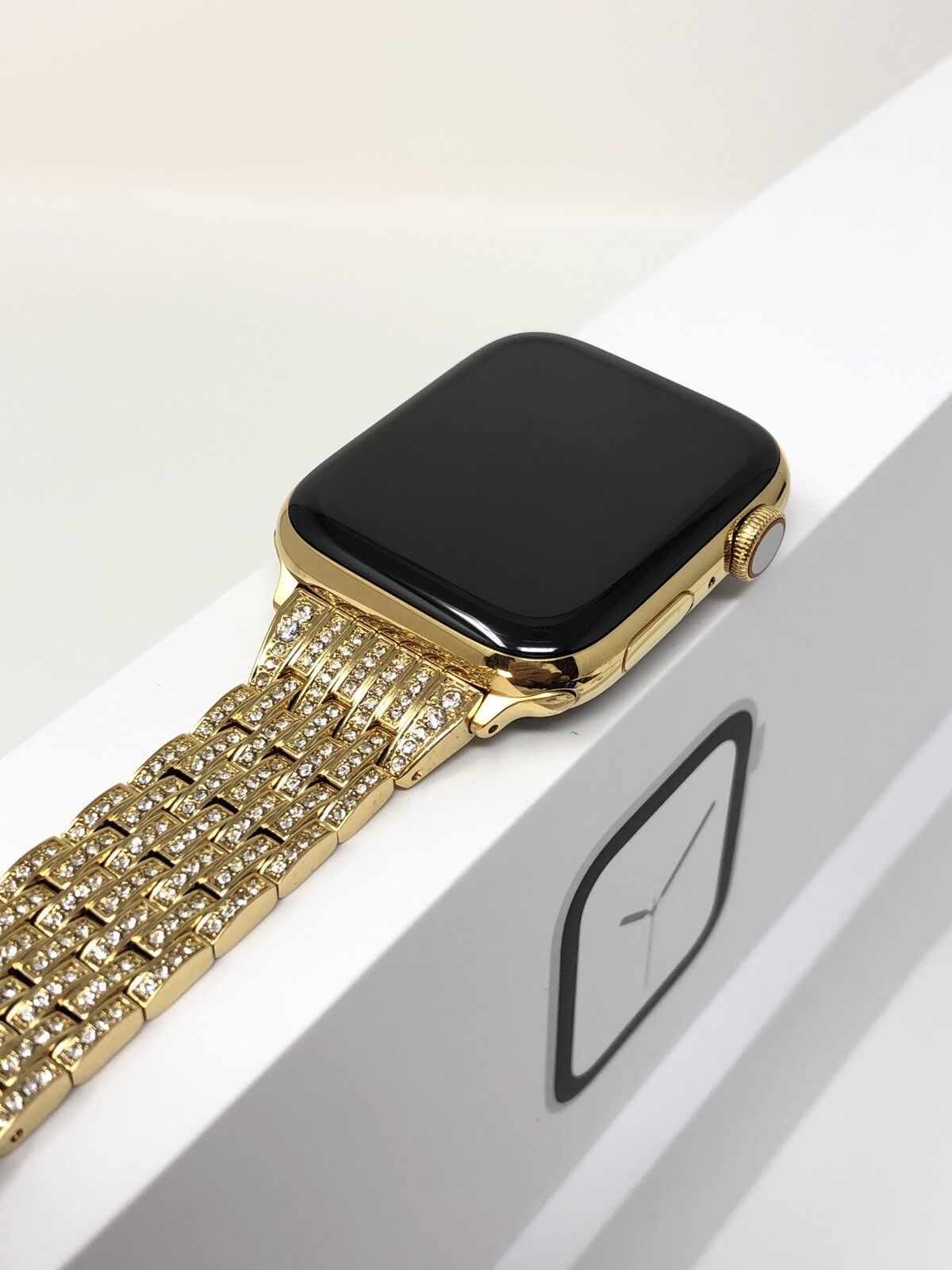 24K Gold Plated 45MM Apple Watch SERIES 8 Diamond Rhinestones Band GPS LTE O2 Item image 5