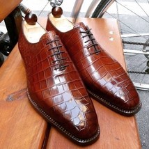  New Men,s Handmade Leather Shoes, Formal Crocodile Texture Leather Men Black Sh - £122.27 GBP