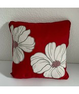 Home Expressions Pillow Pinkish Red White Flowers Floral Applique 13.5&quot; ... - $22.77