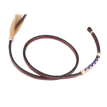 Western Horse Tack Oiled Tan Leather Beaded Inlay Over &amp; Under Whip 700BT - £19.79 GBP