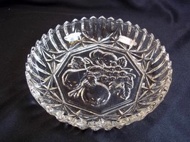 Federal Glass nappy bowl vtg 1940s Pioneer Intaglio fruit sawtooth rim 5 3/8&quot; - £6.11 GBP