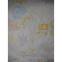 Vintage Yellow Pink Blue Floral Double Flat Sheet cotton blend cottage chic - $223.49 MXN