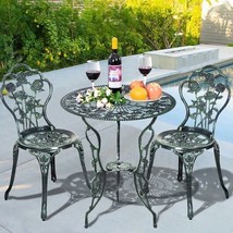 Outdoor Cast Aluminum Patio Furniture Set with Rose Design-Green - Color: Green - £159.27 GBP