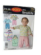 Simplicity Sewing Pattern 3941 Baby Infant Blanket Wrap Top Pants XXS-L - $9.74