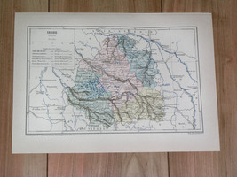 1887 Antique Original Map Of Department Of Indre Chateauroux / France - $27.31