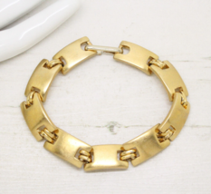 Vintage 1980s Signed N API Er Gold Square Link Panel Bracelet Jewellery - £21.24 GBP