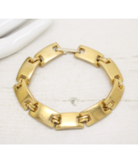 Vintage 1980s Signed NAPIER Gold Square Link Panel BRACELET Jewellery - £21.47 GBP