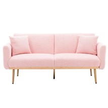 Velvet Sofa , Accent sofa .loveseat sofa with metal feet Pink - £294.35 GBP