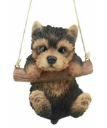 Lifelike Teacup Yorkie Puppy Macrame Branch Hanger 5.5&quot;Tall With Jute St... - €24,87 EUR