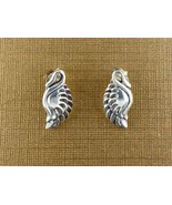 Vintage Swan Wings Stud Earrings 925 Silver Boho Folk Art - £7.50 GBP