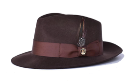 Bruno Capelo Hat Australian Wool Fedora Teardrop Crown Fabio FB227 Brown - £55.03 GBP