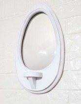 Vintage HandmadeOval Mirror With Pedestal Hand Painted Distressed Farmhouse  - $19.80