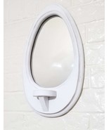 Vintage HandmadeOval Mirror With Pedestal Hand Painted Distressed Farmho... - $27.08 CAD