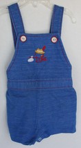 VINTAGE 1970’s blue short overalls red stitching 9-12 months Infant Boy - £7.87 GBP