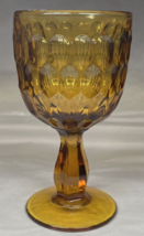 Vintage Fenton Amber Glass Thumbprint Pattern Water Wine Goblet 6.5&quot; Tal... - $7.50