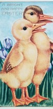 Antique BRIGHT &amp; HAPPY EASTER Postcard CUTE BABY DUCKLINGS Embossed - £5.37 GBP