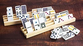 KOVOT Dominoes &amp; Racks Set | Includes (91) Tile Dominoes + (4) Wooden Do... - £19.71 GBP