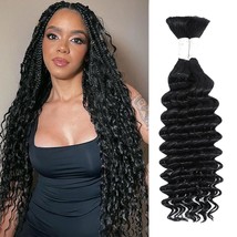 Human Braiding Hair 22 Inch Deep Water Wave Bulk Human Hair For Braiding 12A Bra - $55.99