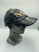 Mens Black Leather Hat Embroidered Eagle God Bless America Patriotic Bik... - $9.49