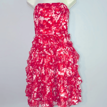White House Black Market Pink Red Ruffle Strapless Dress - £14.75 GBP
