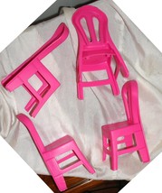 Barbie doll accessory lot of four identical pink chairs fr kitchen den dollhouse - £10.41 GBP