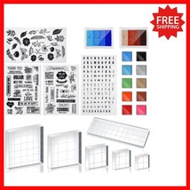 22-Piece Acrylic Stamp Block Set with Silicone Seals and Vibrant Ink Pads - $42.67