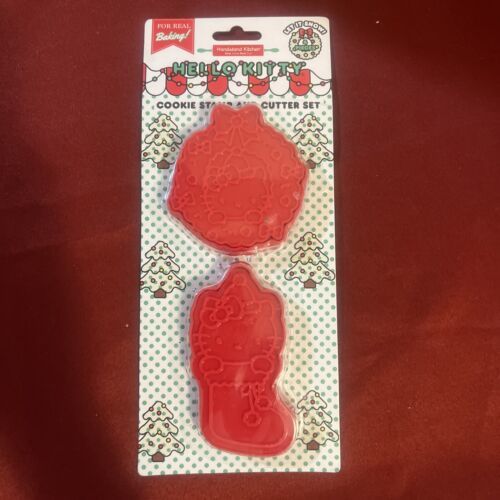 Hello Kitty Cookie Stamp and Cutter Set Red 4 Pieces Handstand Kitchen S... - $10.77