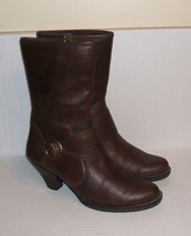 BORN Women&#39;s Dark Brown Leather Mid-Calf Fashion Zipper Boots SZ 8.5 M / 40 NICE - £31.97 GBP