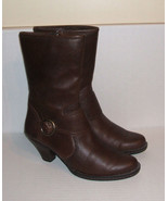BORN Women&#39;s Dark Brown Leather Mid-Calf Fashion Zipper Boots SZ 8.5 M /... - £31.46 GBP